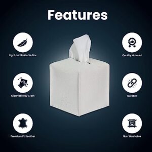 Romanzapk Square Tissue Box Cover for Tissues Cube Box – Perfect for Using as Car Tissue Holder, Tissue Box Holder for Home, and Office - Tissue Box Cover Square
